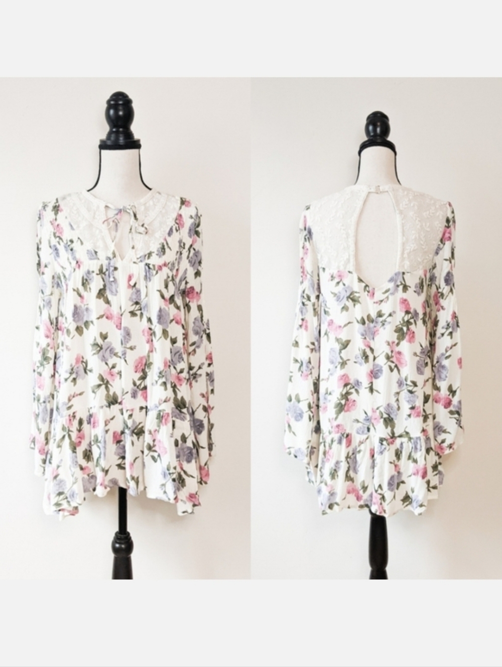 NWT Oddi Floral and Lace Tunic, Size Small